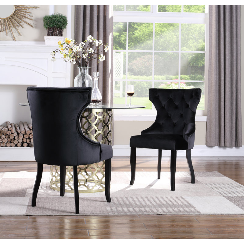 Everly Quinn Malcolm Tufted Velvet Upholstered Wingback Dining Chair